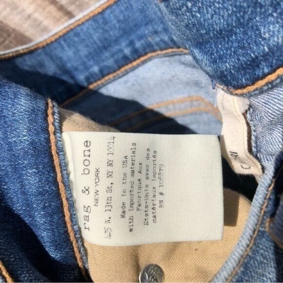 Rag & Bone Cropped Skinny Denim Jeans 26 Capri Shredded Distressed Arsenal Blue - Picture 6 of 7